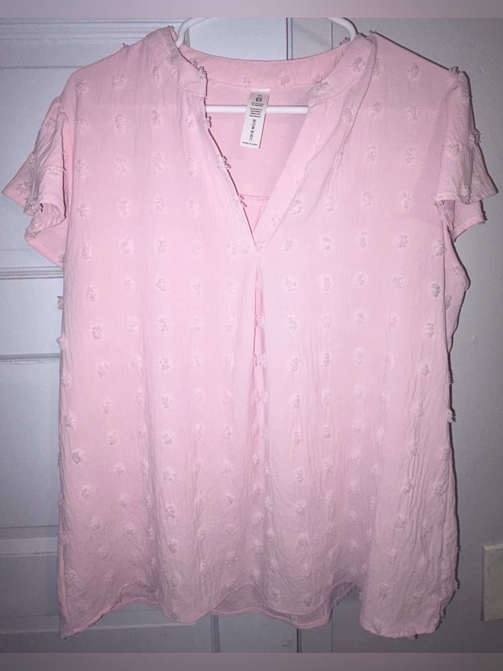 Women's Pink Short-Sleeve V-Neck Top